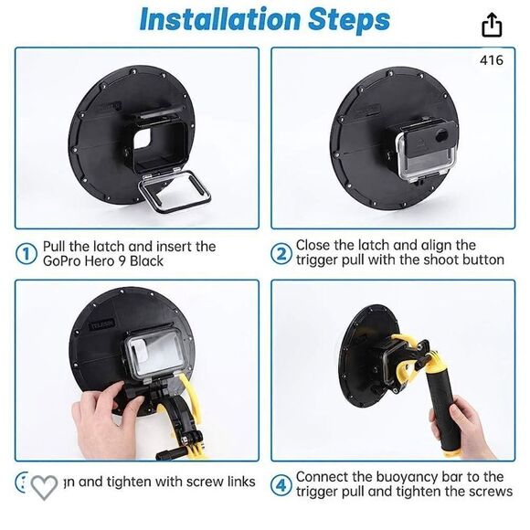 GoPro Dome Port, GoPro Accessories for Dome GoPro Hero 5 6 7 2018 Black - Picture 5 of 12